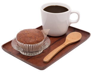 Banana cake and coffee isolated