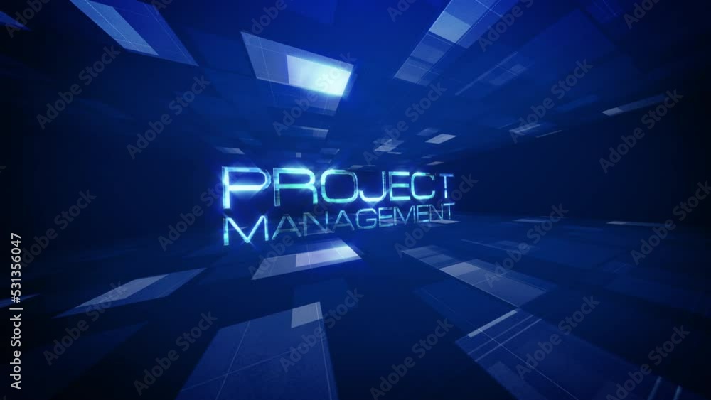Poster project management text science technology futuristic 3d cinematic title background. animation for b