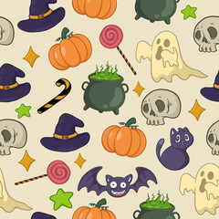 Halloween hand drawn pattern seamless