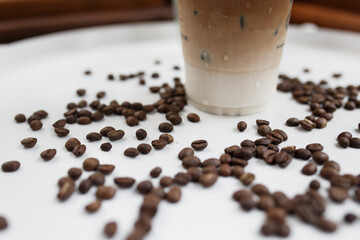 cup of coffee with beans