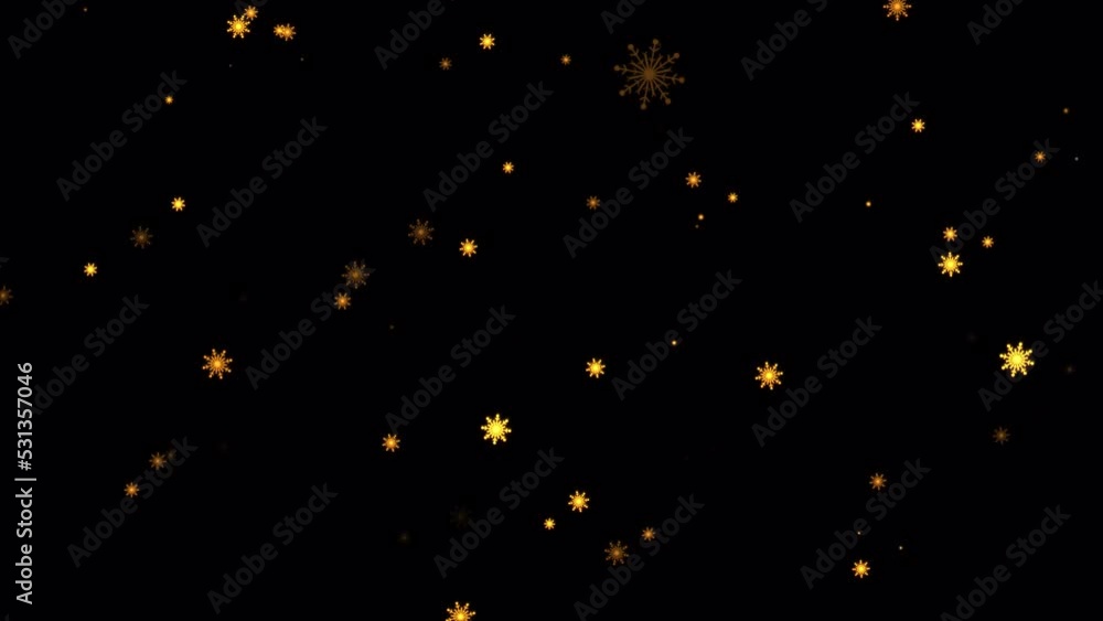 Poster night starry skies with falling glow gold snowflakes motion on black background isolated transparent
