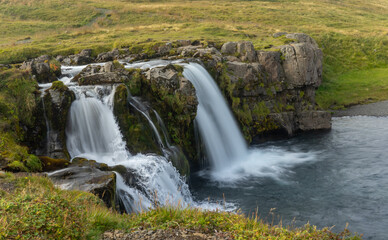 Kirkjufellsfoss waterfall in the mountains