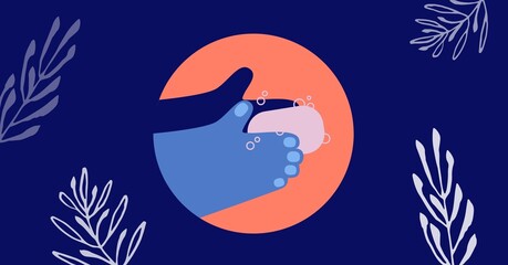 Digital illustration of hands washing during coronavirus covid19 pandemic