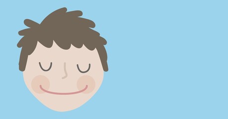 Digital illustration of a boy on blue background