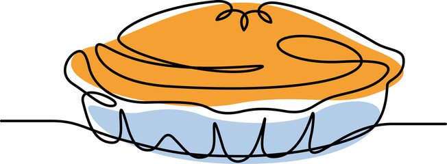 pumpkin pie colored line art illustration © gthd