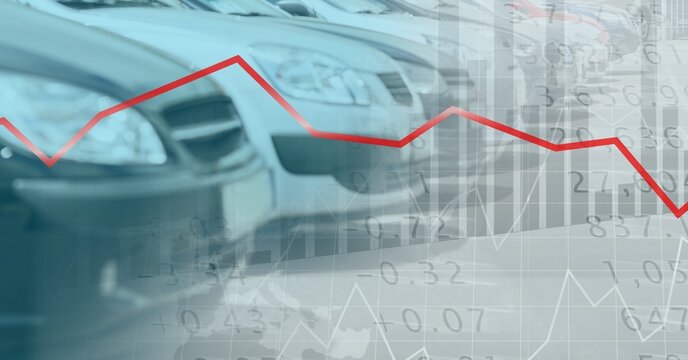 Data processing and graphs with cars in background
