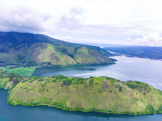 Aerial view of lake toba sumatra Indonesia