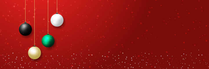 Beautiful Christmas balls red banner with text space