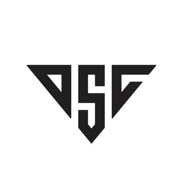 OSC or DSC abstract letters logo monogram, triangle logo isolated on white background