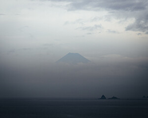 Izu, Peninsula, Mount Fuji in the fog