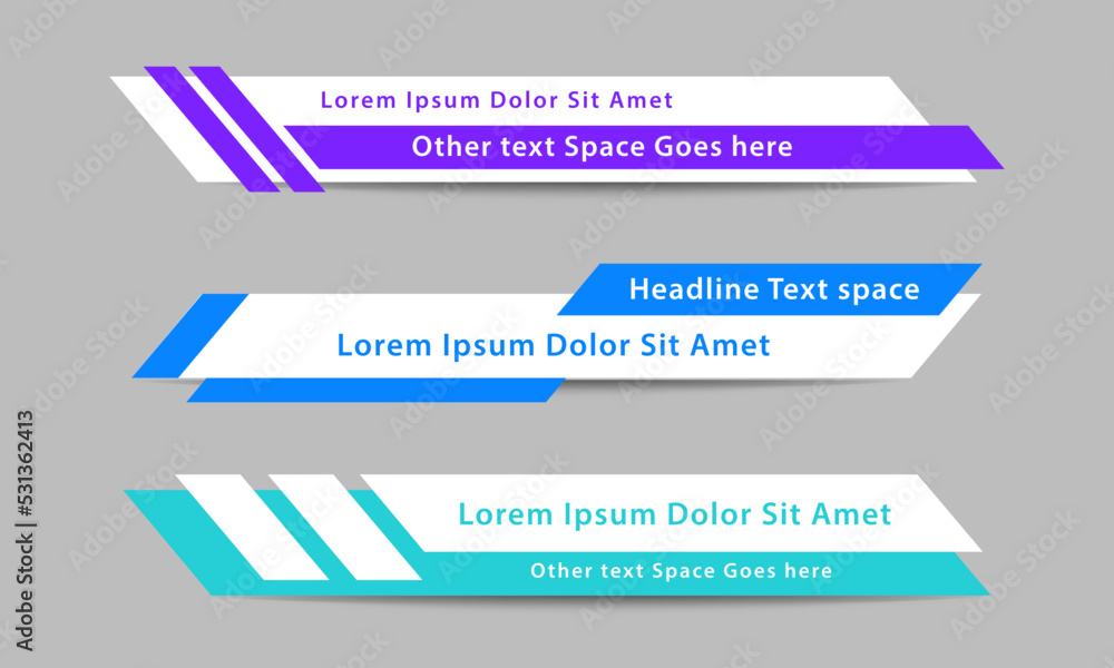 Wall mural geometric lower third banner template design. colorful lower third bar set vector. simple, clean sty