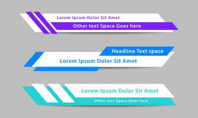 Geometric lower third banner template design. Colorful lower third bar set vector. Simple, clean style template