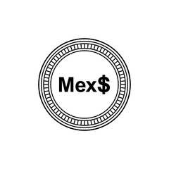 Fototapeta na wymiar Mexico Currency, MXN, Mexican Pesos Icon Symbol. Vector Illustration