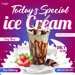Modern  social media post template, Today's special delicious ice cream design
