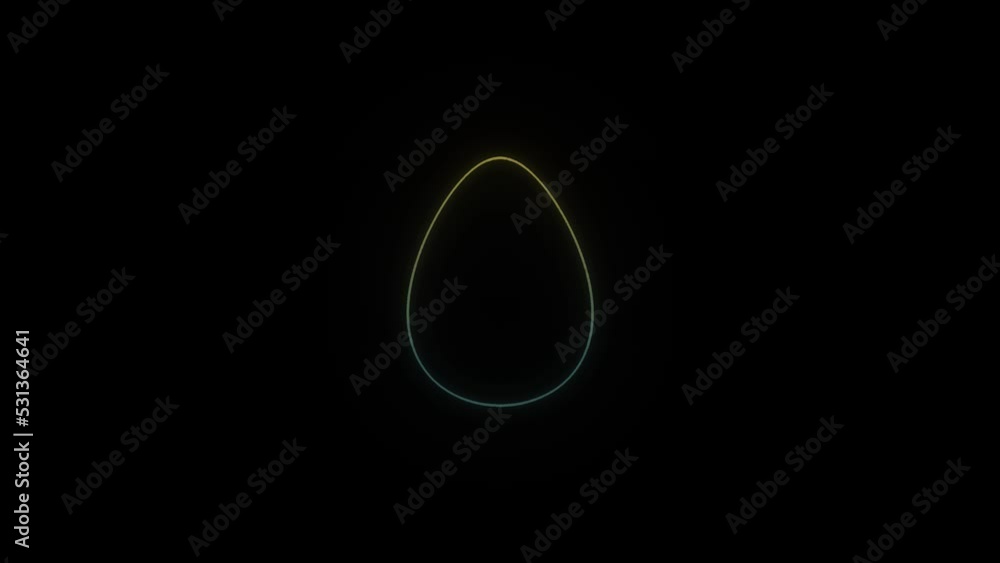 Poster glowing neon egg icon on black background. easter elements. 4k video animation for motion graphics a
