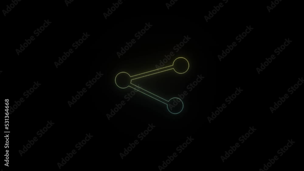Poster glowing neon to share icon on black background. wireless data transmission. 4k video animation for m