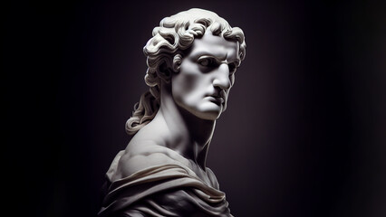Illustration of a Renaissance marble statue of Ares. He is the God of war, guardian of agriculture, Ares in Greek mythology, known as Mars in Roman mythology.