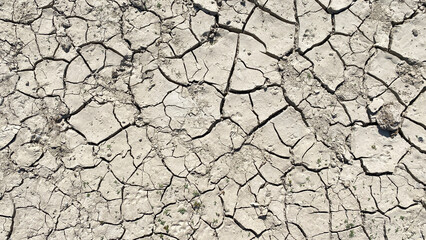 Cracks on the surface of the earth. Natural background. The dried up surface