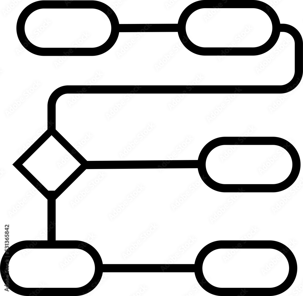 Aufkleber isolated icon of a linear flow with process steps and decision points. concept of business process m