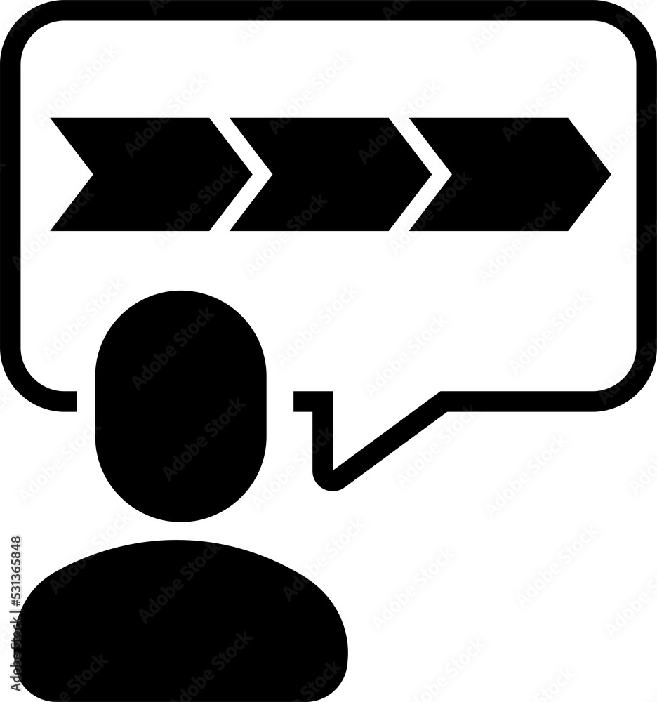 Aufkleber isolated icon of a person talking about a business process. concept of erp and consulting