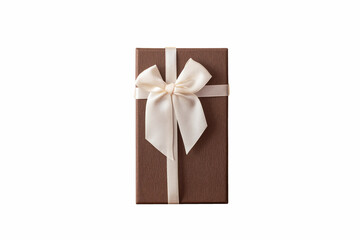 Gift box with a bow on a white background, isolated. Events and holidays. Gift shop