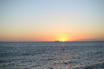 beautiful sunset and ship