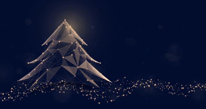 Merry Christmas. Christmas trees are made from a Low polygon model. Luxury background. Vector illustration