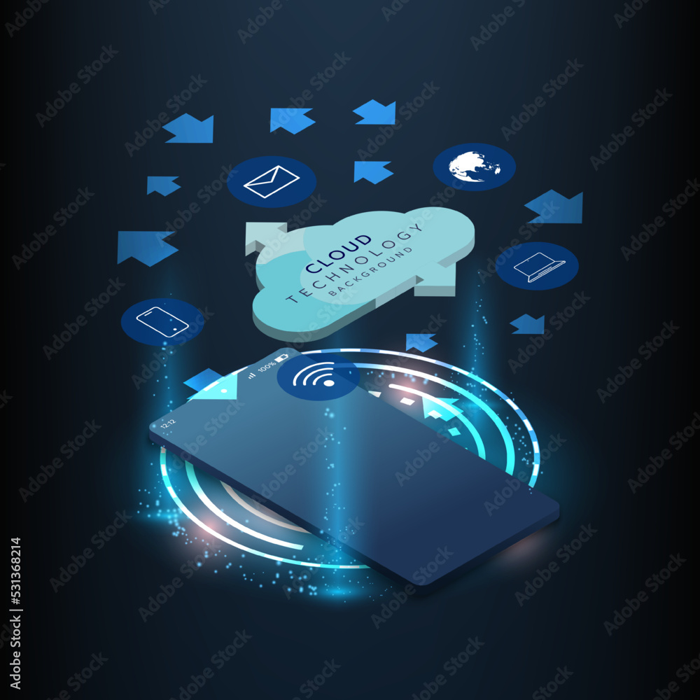Poster hi-tech digital technology futuristic circuit digital.abstract futuristic design.3d mockup mobile ph