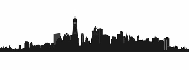 Manhattan New York United States of America States, Cities Skyline Silhouette Black Design.