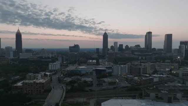 Downtown Atlanta before sunrise in the city