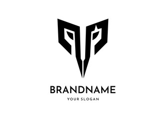 warrior logotype emblem, modern creative trendy brand symbol. Alphabet logotype vector design