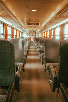 Vacant Seat Of A Public Transportation, Vertical Shot