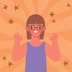 hapy girl with glasses