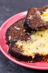 Fresh baked yeast dough with cocoa for different festive occasions. Delicious dessert