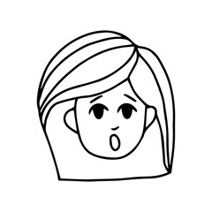 girl face hand drawn in doodle style.