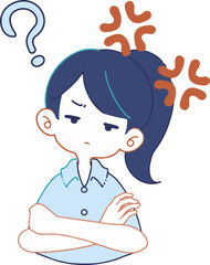 怒りながら問いかけてくる人物のイラスト