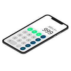 Smartphone mockup - Calculator App - 3D Isometric