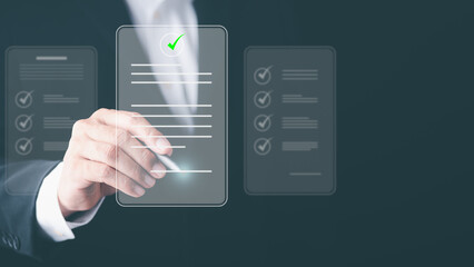 E-signing, electronic signature, business people review and manage business documents, business...