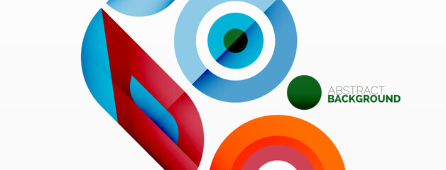 Fototapeta premium Abstract round shapes background. Minimalist decoration. Geometric background with circles and rings