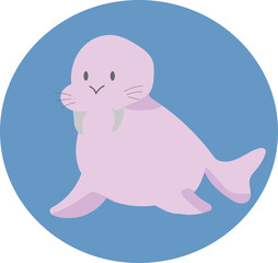 Cute cartoon walrus vector, marine animal vector illustration.