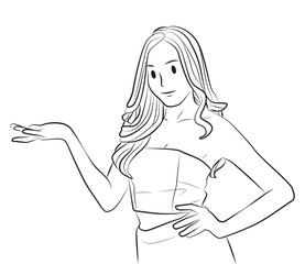 attractive beauty girl in a dress fashion posing with smiling face