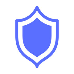 Shield Icon in trendy flat style isolated on blue background.