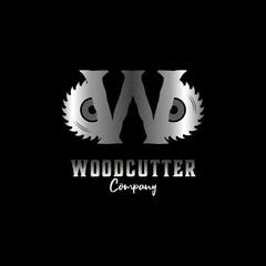 Initial W Grinder for woodworking or carpentry logo design