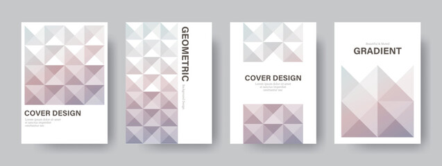 Vector set of cover design. Geometric tile pattern with dimensional look and muted pastel gradient. Applicable to brochure, flyer, poster, package design, etc.
