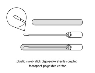 plastic Swab Stick disposable Sterile diagram for experiment setup lab outline vector illustration