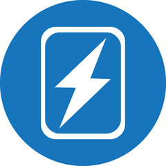 Wireless charging icon, energy symbol blue vector