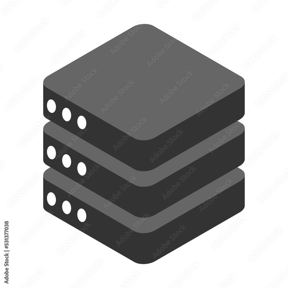 Poster database storage icon isometric, internet network server cloud data symbol, connection system vector