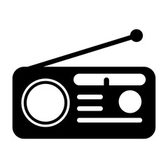 Retro radio station icon, flat isolated music sound media button, web vector illustration