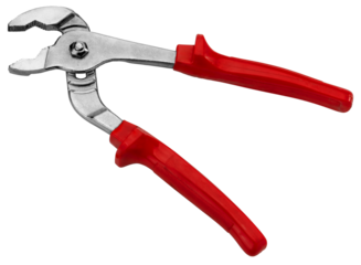 Water pump pliers, adjustable pliers, work tool with red rubber handle  isolated on white, design element