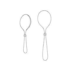 A spoon for eating. A sketch. A tool for eating. Vector illustration. Outline on an isolated white background. Doodle style. Tablespoon. An idea for web design.
